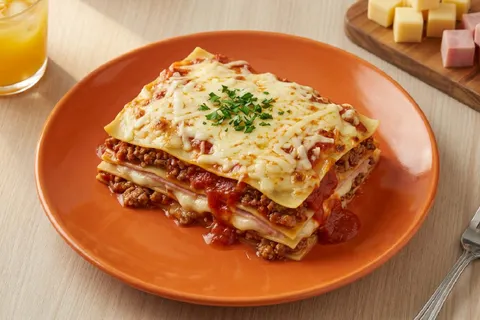 Lasagna Bolognesa con jamón y queso