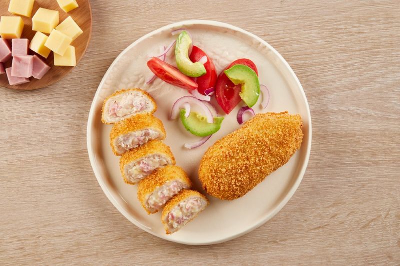 Rolls de Pollo Relleno con Jamón y Queso