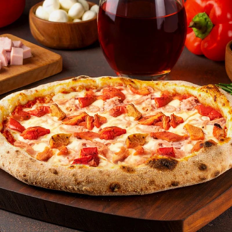 Pizza Masa Madre Jamón y Morrones Asados x2